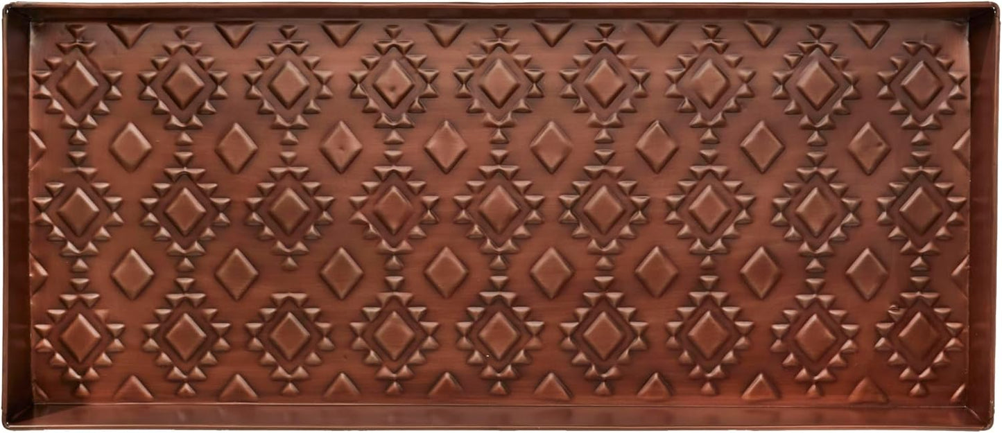 HF by LT Birch Forest Pattern Metal Boot Storage Tray, 30 x 13 inches, Antique Copper Finish