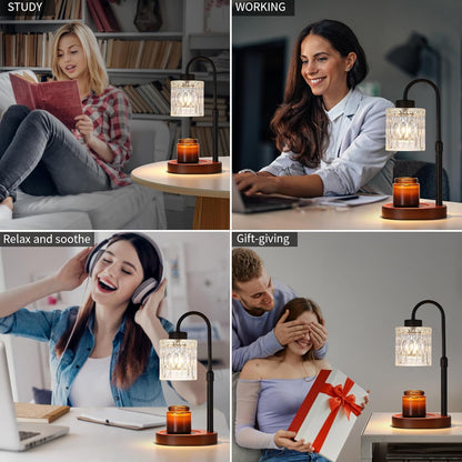 MEIXISUE Candle Warmer Lamp with Timer and Dimmer,Electric Gold Light Gifts for Women Melt Wax Warmer Lamp with 2 Bulbs for Candle Jars House Warming New Home Decor Bedroom