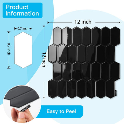 Art3d 10-Sheet Heavy-Duty Peel and Stick Backsplash, Self-Adhesive Vinyl Wall Tiles for Kitchen Countertop Bathroom, White