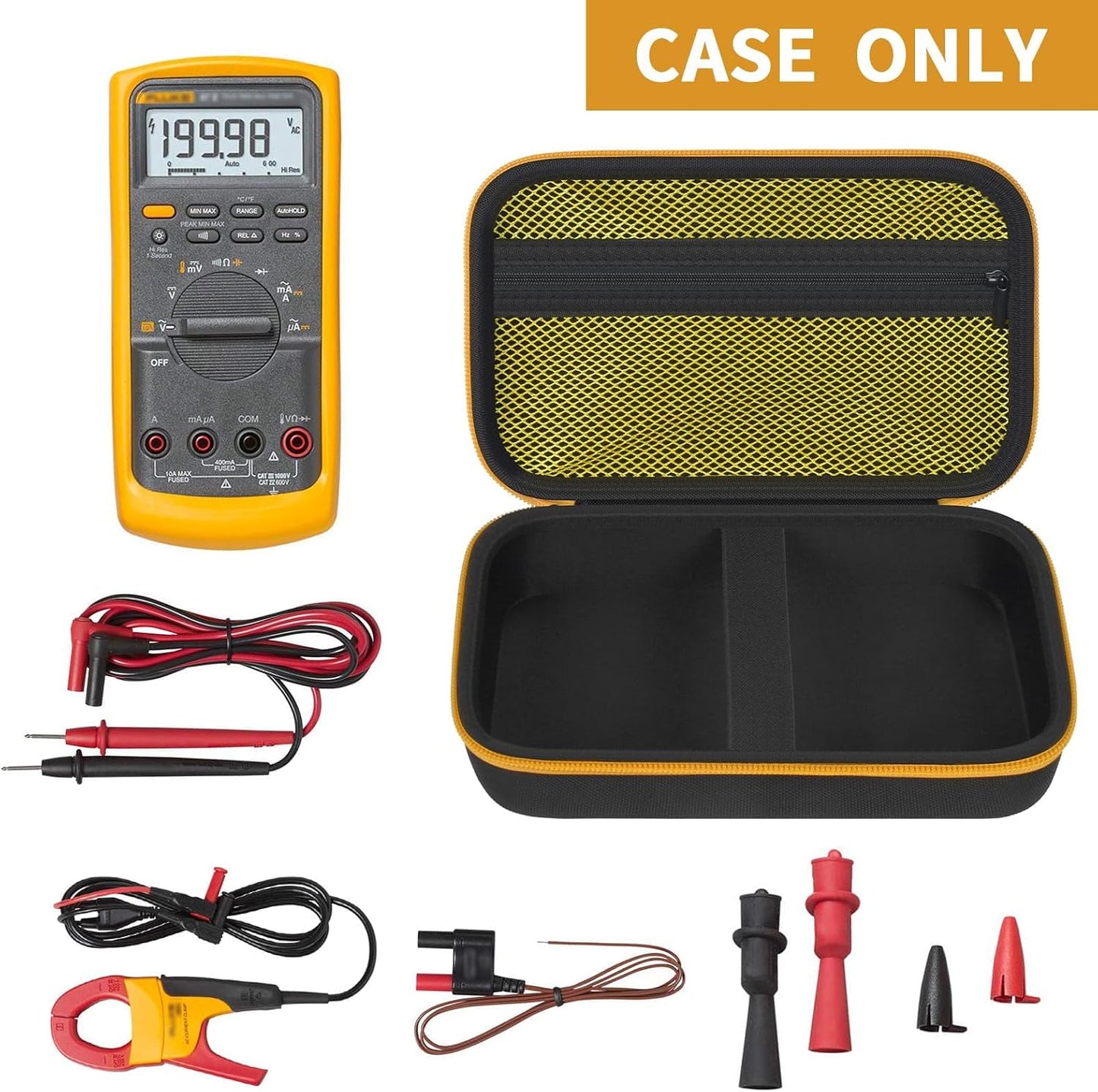 Comecase Hard Carrying Case for Fluke 87-V/ 88V/ 15B+/ 17B+ and More Digital Multimeter, Protective Travel Storage Bag - Black