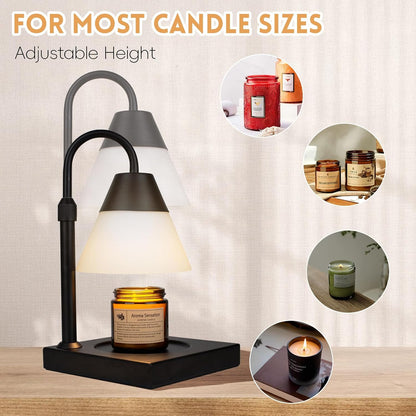 LALISU Candle Warmer Lamp, Stepless Dimming Candle Warmer Lamp with Timer & Dimmer Height Adjustable Compatible with Jars Scented Wax for Home Decor (Metal Base-Black)