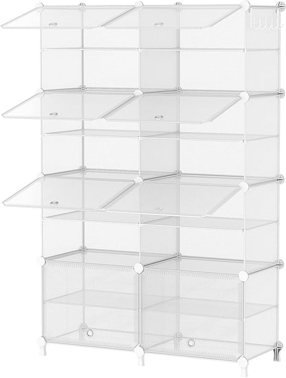 AWTATOS 8 Tiers Shoe Rack Organizer, 32 Pair Shoe Storage Cabinet, White | DIY Stackbale Plastic Shoe Organizer Shelves for Closet Entryway Hallway Bedroom