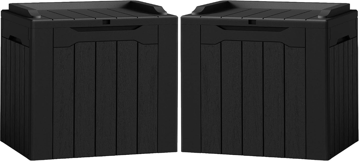 Flamaker Outdoor Storage Box 80 Gallon Resin Waterproof Deck Box Delivery Box with Wood Texture Large Storage Bin for Patio Cushions, (Grey)