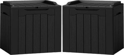 Flamaker Outdoor Storage Box 80 Gallon Resin Waterproof Deck Box Delivery Box with Wood Texture Large Storage Bin for Patio Cushions, (Grey)