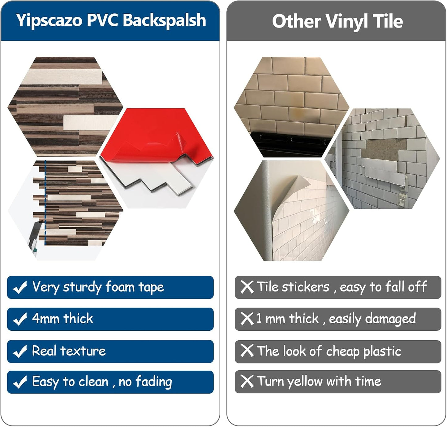 Yipscazo 2026 New Upgrade 11.34" X 11.57" Peel and Stick Backsplash, Stick on Backsplash Tiles for Kitchen, Bathroom, Fireplace (10 Sheets, Beige Rocks + Rose Gold)