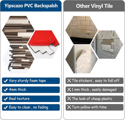 Yipscazo 2026 New Upgrade 11.34" X 11.57" Peel and Stick Backsplash, Stick on Backsplash Tiles for Kitchen, Bathroom, Fireplace (10 Sheets, Beige Rocks + Rose Gold)