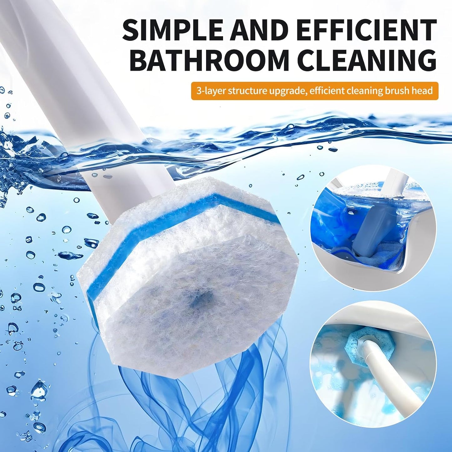 Disposable Toilet Brush - Toilet Bowl Cleaner, Toilet Cleaning Supplies, Toilet Brush with Holder, Toilet Bowl Cleaner Wands，40 Refills for Toilet Cleaning and Hygienic Bathroom Maintenance