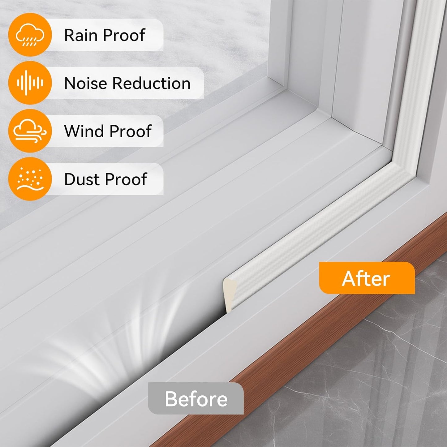 236" Wedge-Shaped Foam Window Seal Strip, Door Weather Stripping, Soundproof Front Door Frame Seal, Self-Adhesive Winter Insulation for Doors & Windows, Draft Stopper Gap Filler, White