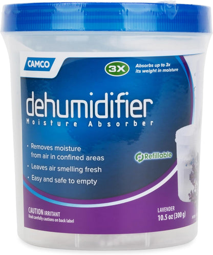 Camco Dehumidifier Moisture Absorber - Absorbs Up to 3x Its Weight in Water, Reduces Moisture and Humidity in Offices, Closets, Bathrooms, Kitchens, Boats, RVs and More – Refillable (44280)