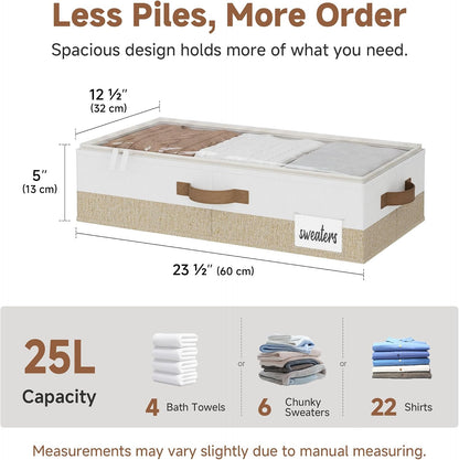 StorageWorks Large Under Bed Storage Containers with Handles and Label Holder, 2 Pack Ultra-thick Fabric Underbed Bins, Closet Organizer for Clothes, Blankets, Sweater