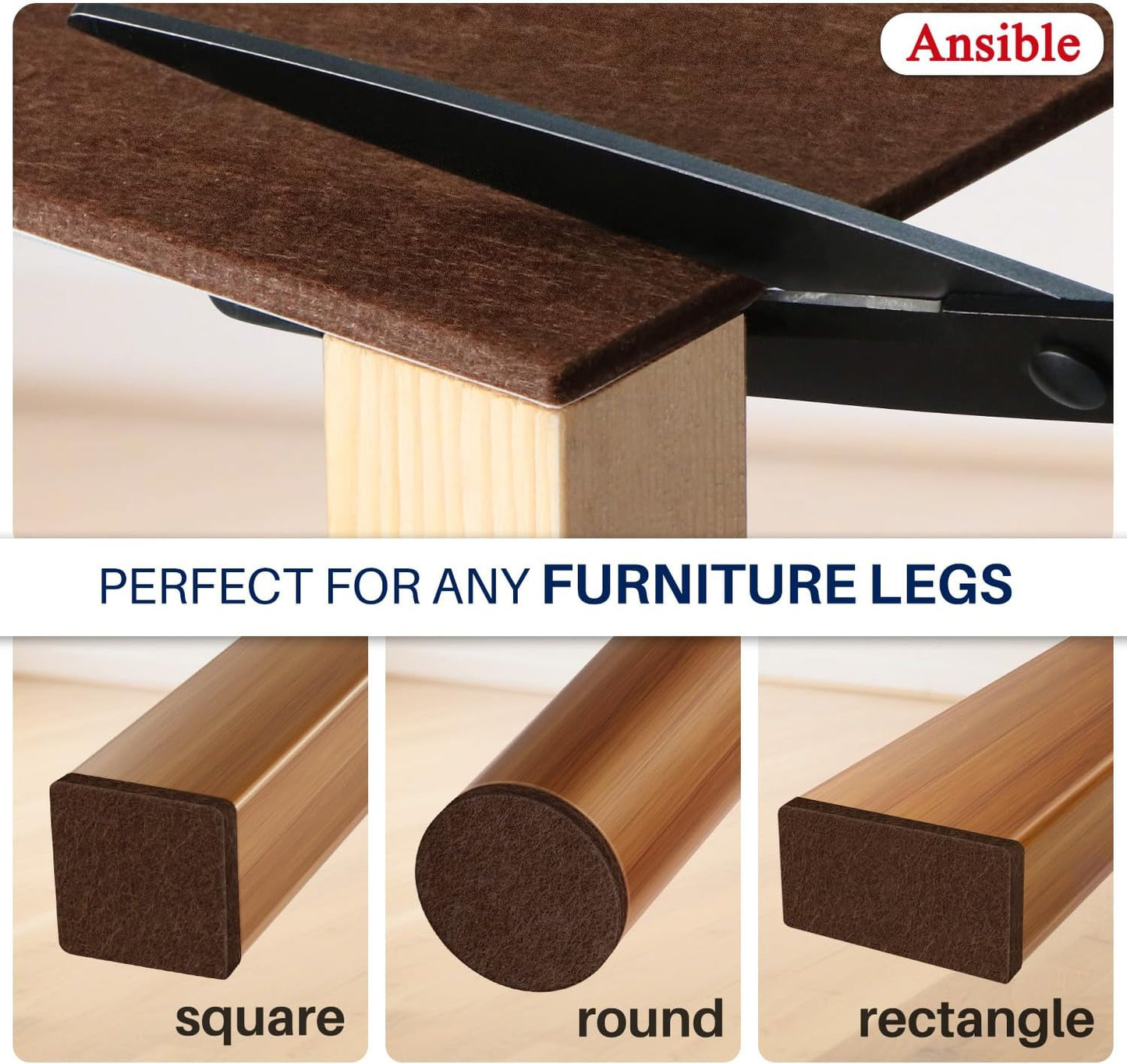 Ansible 60 PCS Felt Furniture Pads 1", Felt Pads for Chair Leg Floor Protectors for Hardwood Floors Round (Beige)