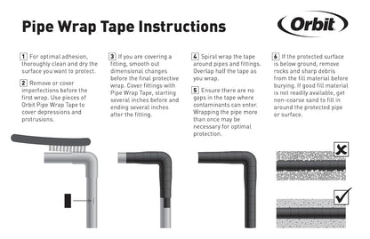 Orbit 53552 2-inch x 100-Foot 10 Mil Pipe Wrap Tape, Black PVC