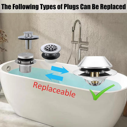 Anlige Bathroom Sink Drain Strainer, 2PCS 3 in 1 Pop Up Bathroom Sink Stopper with Removable Brass Basket Hair Catcher, Universal Sink Plug for 1.06 to 1.6in Drain Hole, Chrome Silver
