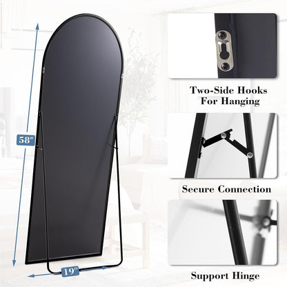 DUMOS 64"x21" Arched Full Length Floor Mirror, Full Body Mirror with Stand, Shatterproof Tempered Glass, Modern Aluminum Alloy Frame, Free Standing or Leaning for Home Decor, Gold