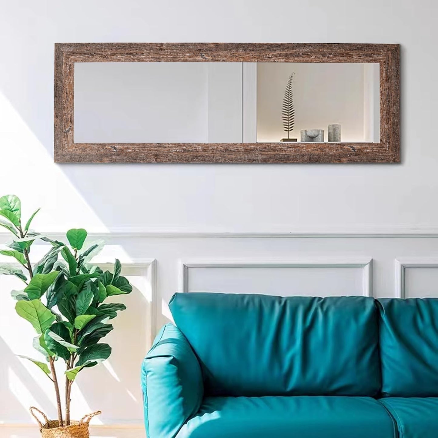 Syndra Modern Full Length Mirror Wood Frame, 65x24'' Large Floor Mirror with HD Tempered Glass & Wall Mount, Rectangular Standing Mirror for Bedroom, Living Room, Entryway, Farmhouse(Grey White Oak)