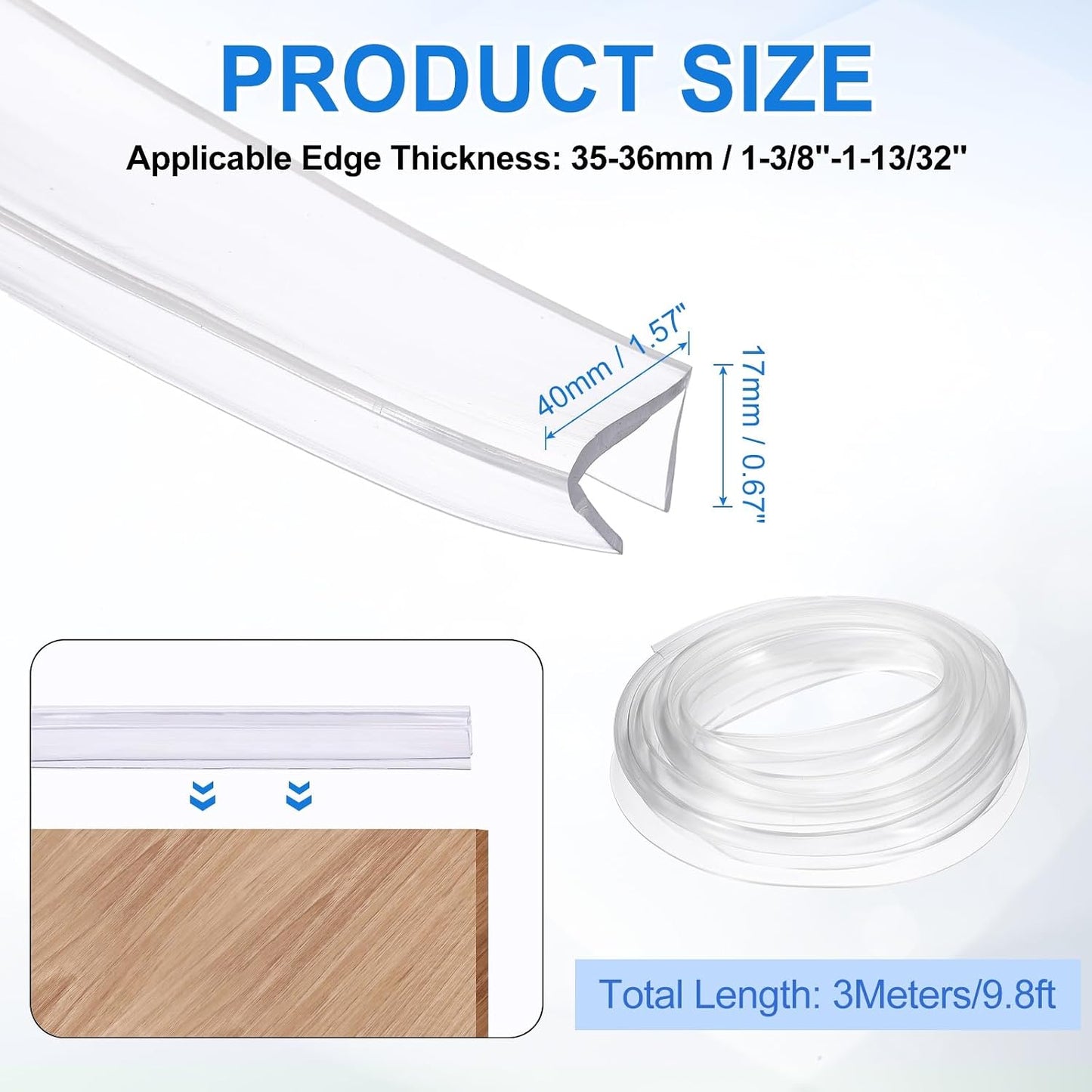 uxcell Clear Edge Trim, 13.1Ft Silicone U Channel Edge Protector, Edges Guards Fits 1/32"-3/32" for Car Doors Sheet Metal Parts (3/16" W x 3/8" H)