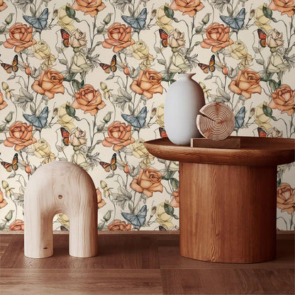 MuralPeel Dark Blue/Yellow Leaf Floral Peel and Stick Wallpaper Vintage Easy Peel Off Self Adhesive Removable Stick on Wall Paper for Kitchen Cabinet Renter Friendly