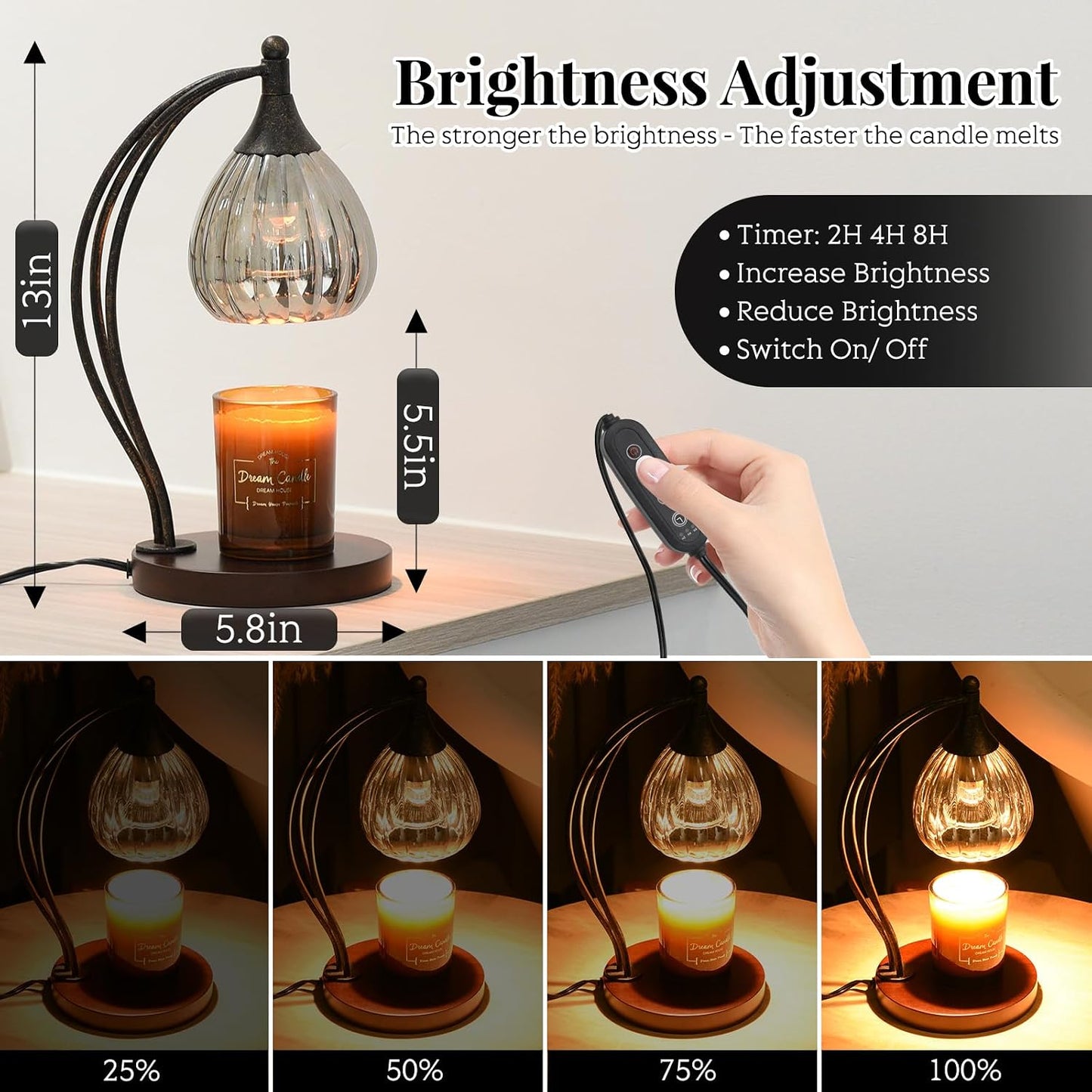 Candle Warmer Lamp with Timer Dimmer - Electric Light Wax Warmer for Jar Candles - Lamp with 2 Bulbs, Unique Birthday Gifts for Women Mom House Warming Gifts New Home Decor