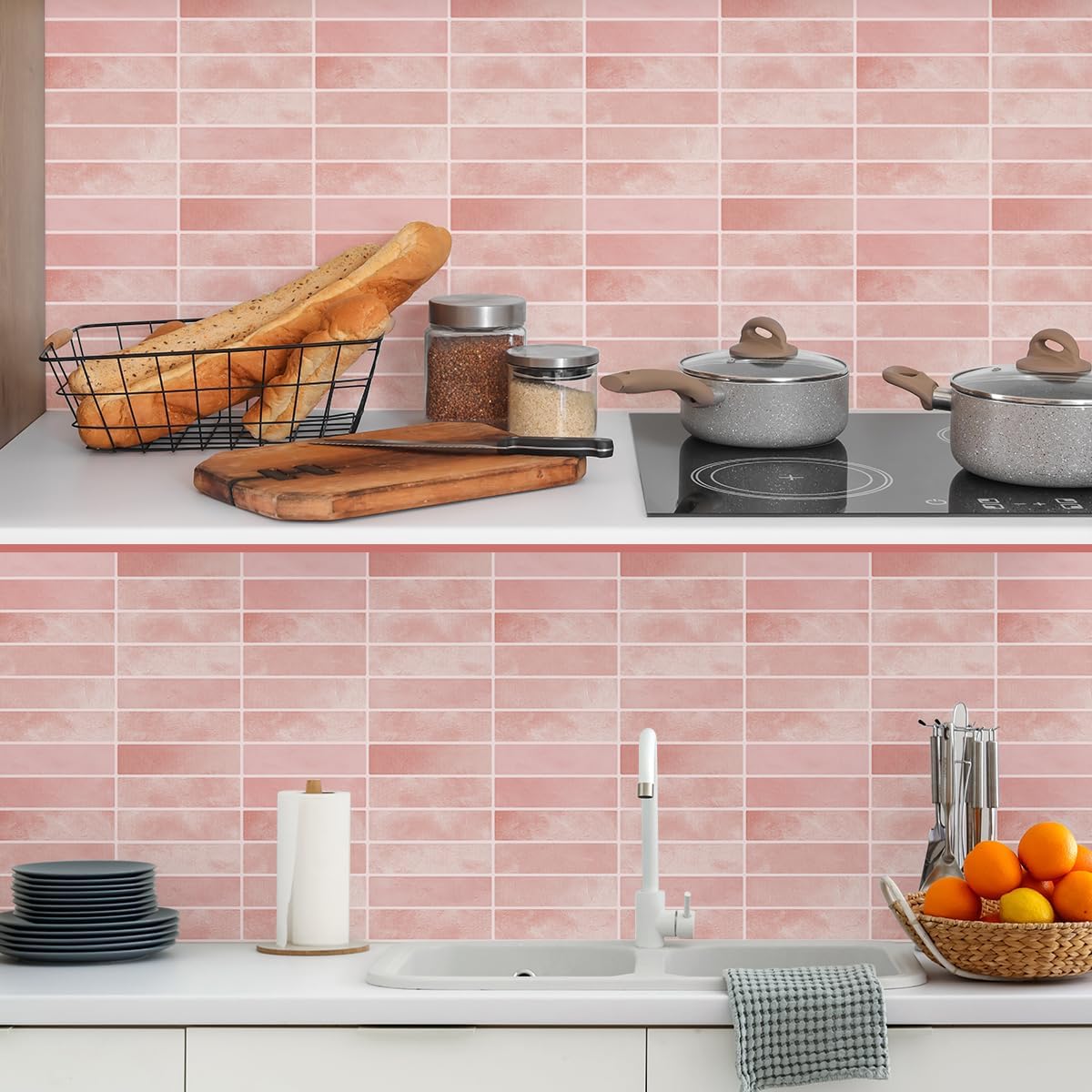 Peel and Stick Backsplash 3D Wall Tiles,Self-Adhesive,Oil Proof,Waterproof, Removable Wall Panels for Kitchen & Bathroom,Modern Design, Easy Install (10.7ft，12x9 inch,14 Pack) (Beige)