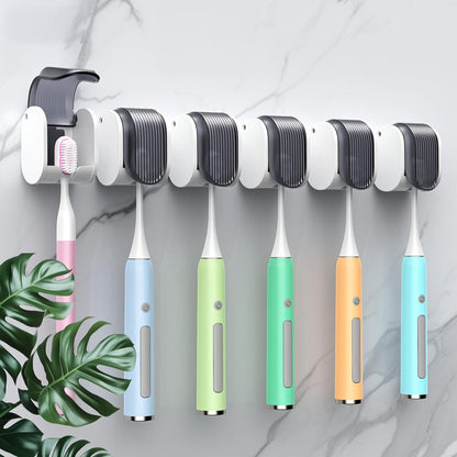 2 Pcs Toothbrush Holders Wall Mounted, Single Slot Design, Shower Self Adhesive Wall Mounted Toothbrush Holder with Cover, Waterproof and Dustproof, Suitable for Bathroom, Family, Travel (Transparent)