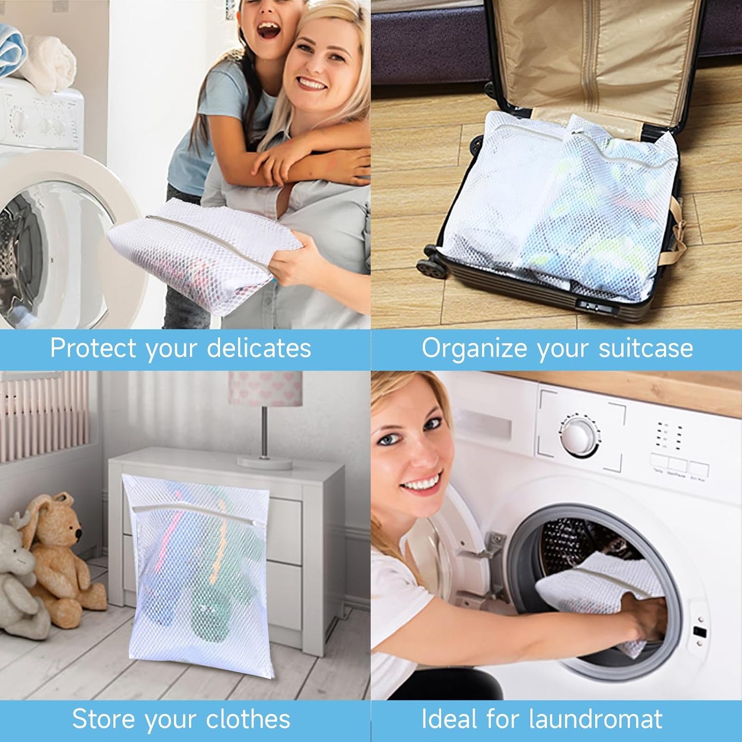 GOGOODA 2 Pack Extra Large Mesh Laundry Bag 43 x 35 in – XXXXL Washing Bag | Jumbo for Bedding, Blankets, Clothes, Pet Items, Travel & Storage – Washer Protector Bag for Washing Machine