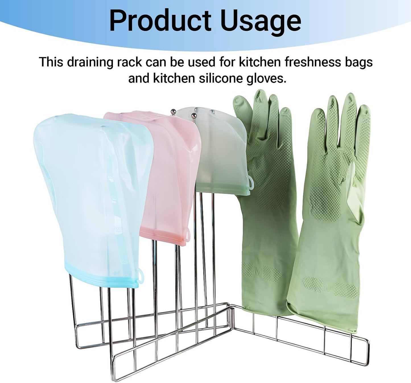 Kitchen Glove Holder, Bottle Drying Rack, Stainless Steel Dish Glove Holder,Baby Bottle Dryer Rack,Plastic Bag Drying Rack,Dishwasher Glove Drying Rack
