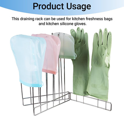 Kitchen Glove Holder, Bottle Drying Rack, Stainless Steel Dish Glove Holder,Baby Bottle Dryer Rack,Plastic Bag Drying Rack,Dishwasher Glove Drying Rack