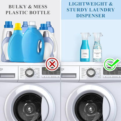 Laundry Detergent Dispenser Bottle 40oz with Waterproof Label for Laundry Detergent Soap Fabric Softener Bleach Scent Booster Beads, Sturdy PET Bottle for Laundry Room Decor 2 Pack White