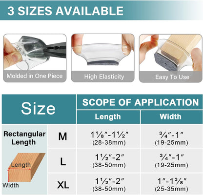 Ansible 24 Pcs Chair Leg Floor Protectors Square, Silicone Felt Furniture Leg Pads Caps Covers for Hardwood Floors (Fit:1-1/16" to 1-5/8")