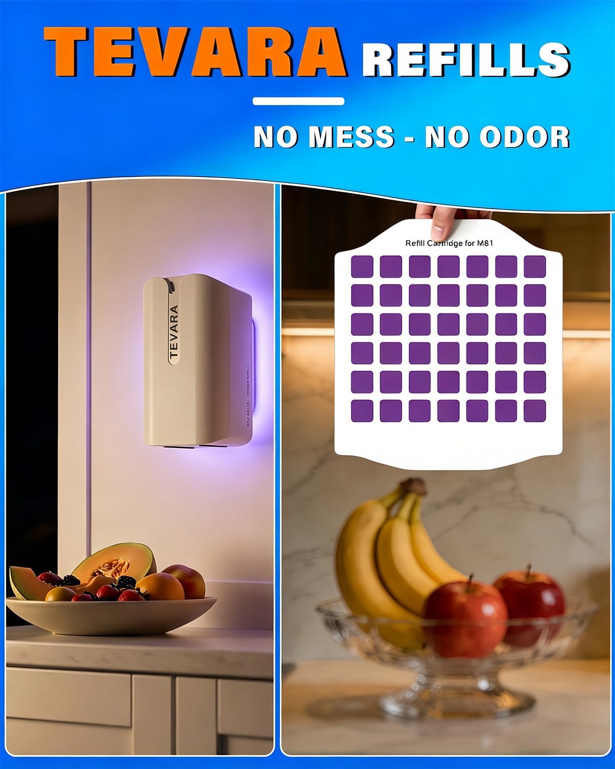 TEVARA Cordless Flying Insect Trap Refills, 5 Cartridges, Original Super Sticky Cards, High Efficiently Stick Fruit Flies, Gnats, Moths and Houseflies (10 Cartridges)