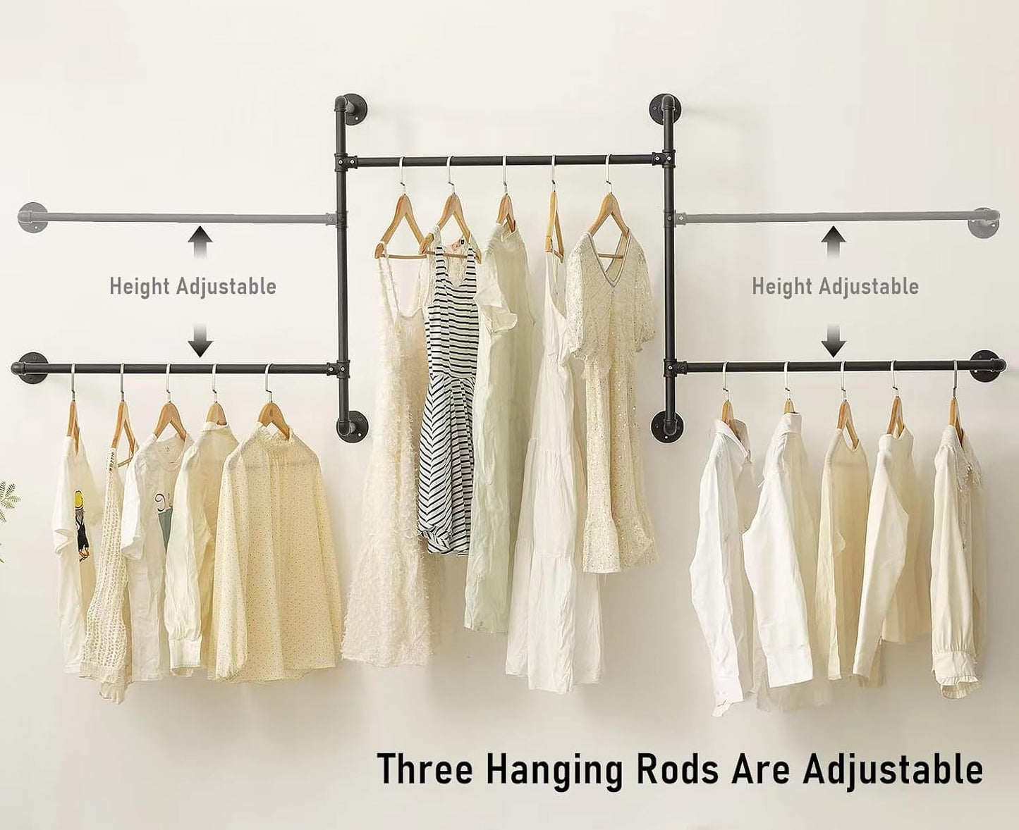 Industrial Pipe Clothing Rack, Wall Clothes Rack, Hanging Rod, Garment Rack | Pipe Clothes Rails, Multi-Purpose, Heavy Duty, Space-Saving, Clothes Bar, Organizer, Closet