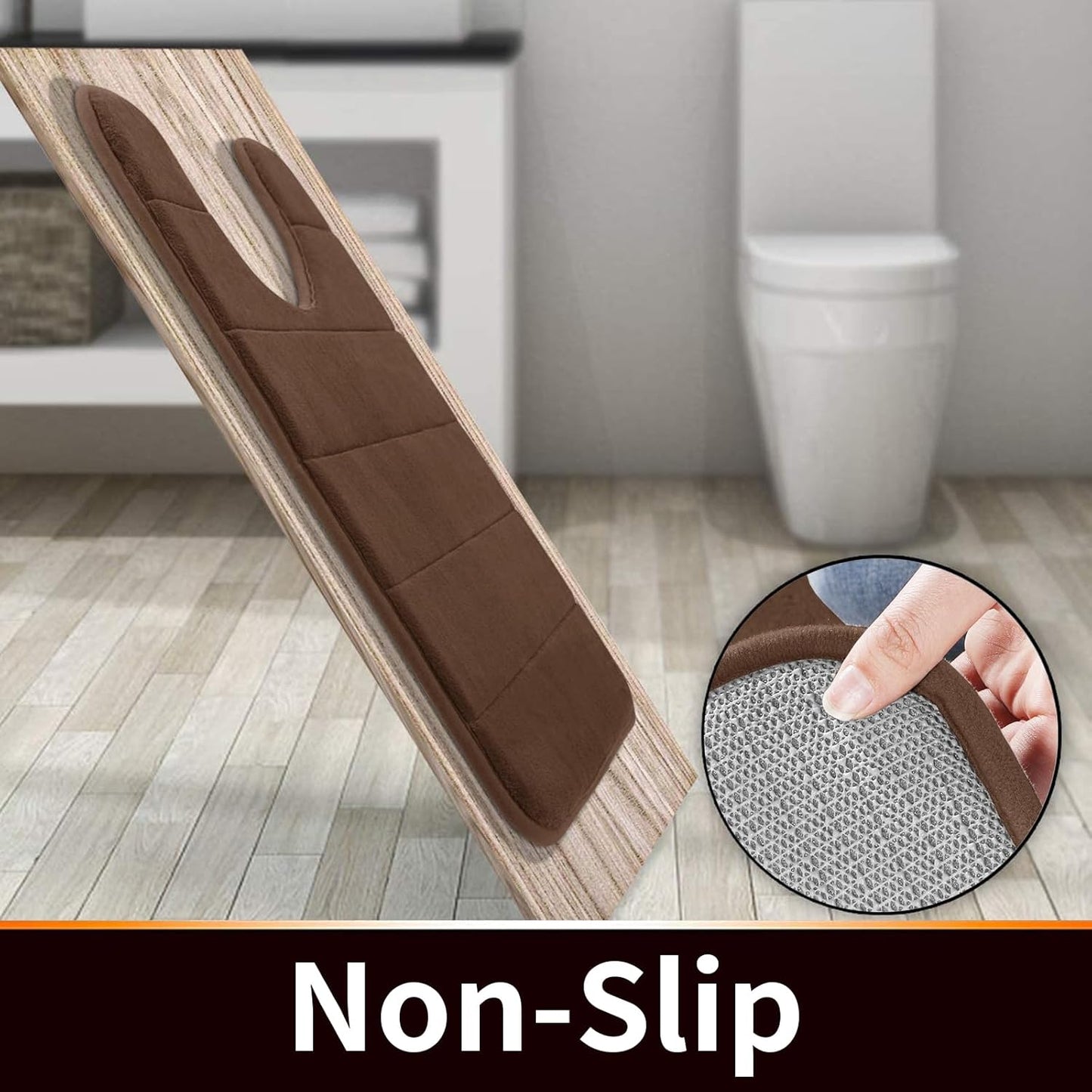 Yimobra Memory Foam Bath Mat, Super Soft Absorbent Bathroom Rug Non Slip, Quick Dry, Machine Washable Floor Carpet for Tub Shower, Home Decor Accessories, 24x17, Grey
