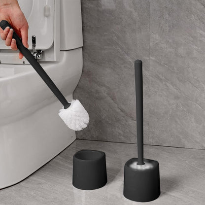 Toilet Brush and Holder Set Toilet Bowl Brush and Holder for Deep Cleaning Under Rim, Durable Bristles, Toilets Cleaner Cleaning Brushs Bathroom Accessories Cleaning Tools, Black, White