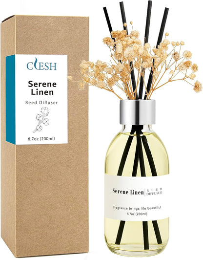 Clesh Reed Diffuser Set, 6.7 oz Eucalyptus Scented Diffuser with Sticks, Home Fragrance Reed Diffuser for Bathroom Shelf Decor