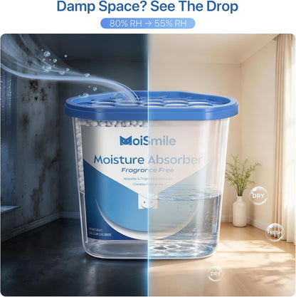 Moisture Absorbers with Activated Charcoal, Humidity Control & Air Deodorizing Preparations for Closet, Bathroom, Basement, Car & RV, 3 Pack