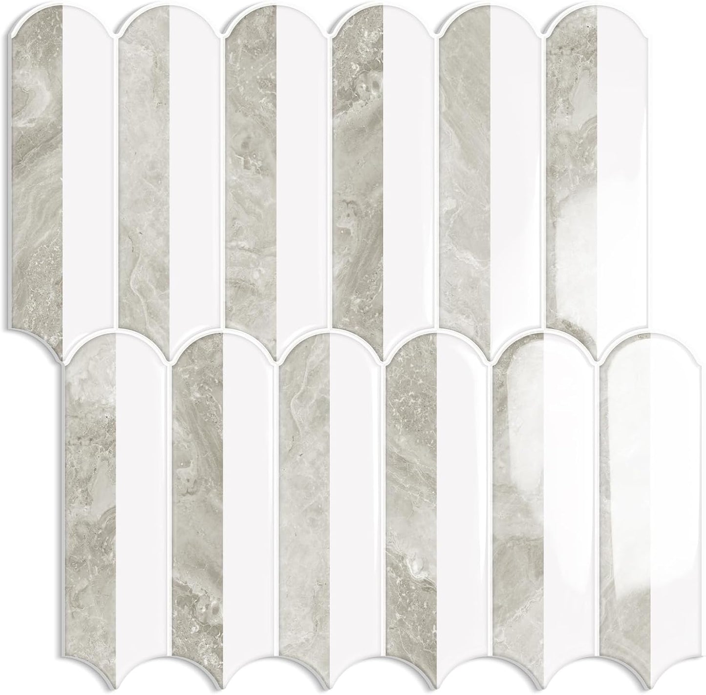 White Kitchen Backsplash Tile Peel and Stick Self Adhesive Tiles for Kitchen Wall (10-Sheet,12"x12")