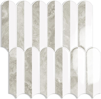 White Kitchen Backsplash Tile Peel and Stick Self Adhesive Tiles for Kitchen Wall (10-Sheet,12"x12")