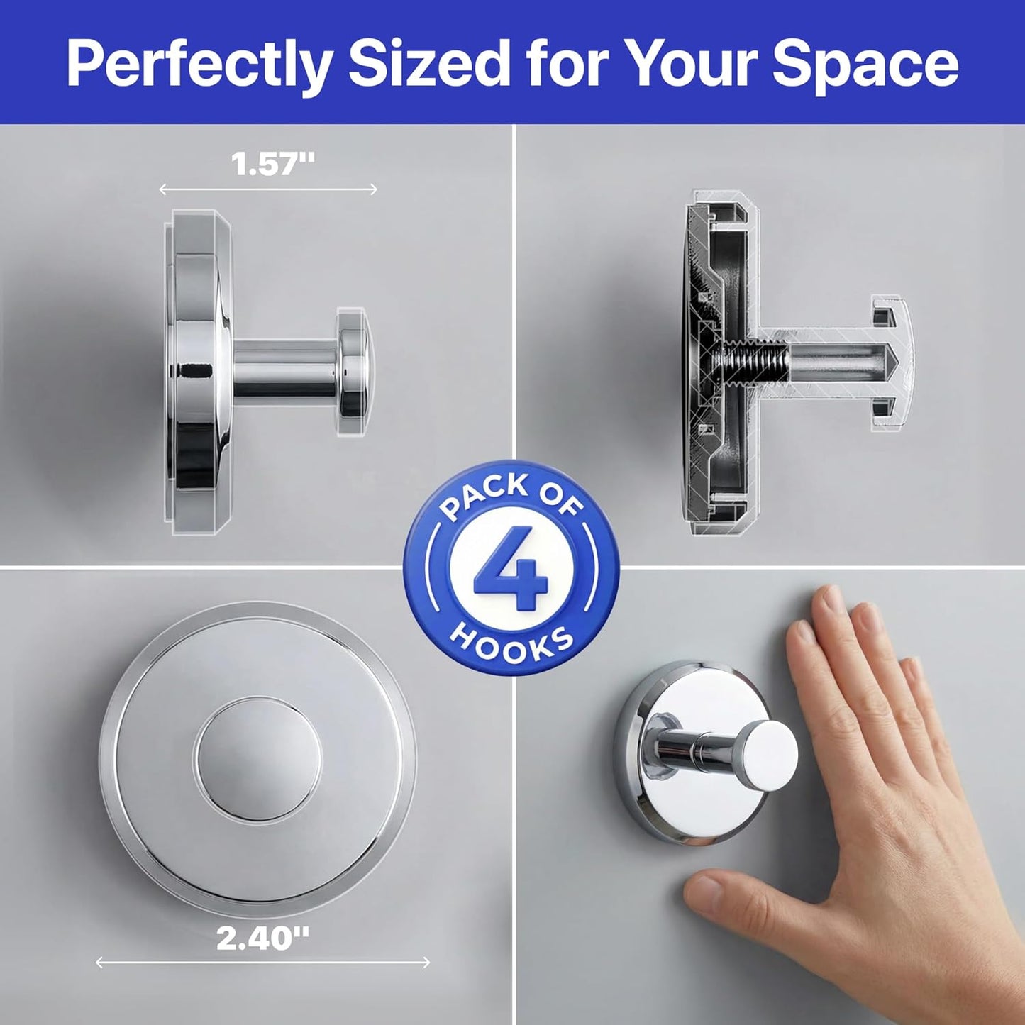 HOME SO Suction Cup Hooks for Shower & Bathroom Towel Holder 2-Pack – Suction Cups Hooks for Hanging Towels, Robes, & Coats - Tiles, Glass Door or Mirror – Shower Hooks & Towel Hooks Organizer - Black