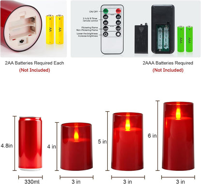 Raycare Flameless Electronic Pillar Candles with Remote Control and Timer- Battery Operated Realistic Flickering LED Fake Candle for Home, Wedding, Valentine's Day, Decor,White,Set of 2(3"x6"6")