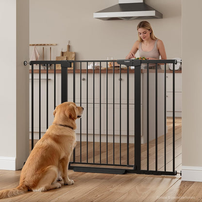 Cumbor 30-46" Baby Gate for Stairs, Mom's Choice Awards Winner-Auto Close Dog Gate for The House, Gifts for Mom, Easy Install Pressure Mounted Pet Gates for Doorways, Black