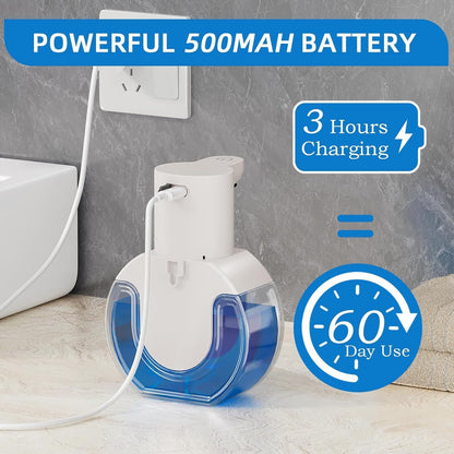Automatic Soap Dispenser Touchless,Rechargeable Foaming Soap Dispenser,15oz/420ml Smart Hand Soap Dispensers,4-Level Adjustable,Wall Mount for Bathroom Kitchen Dish Soap,Hands-Free