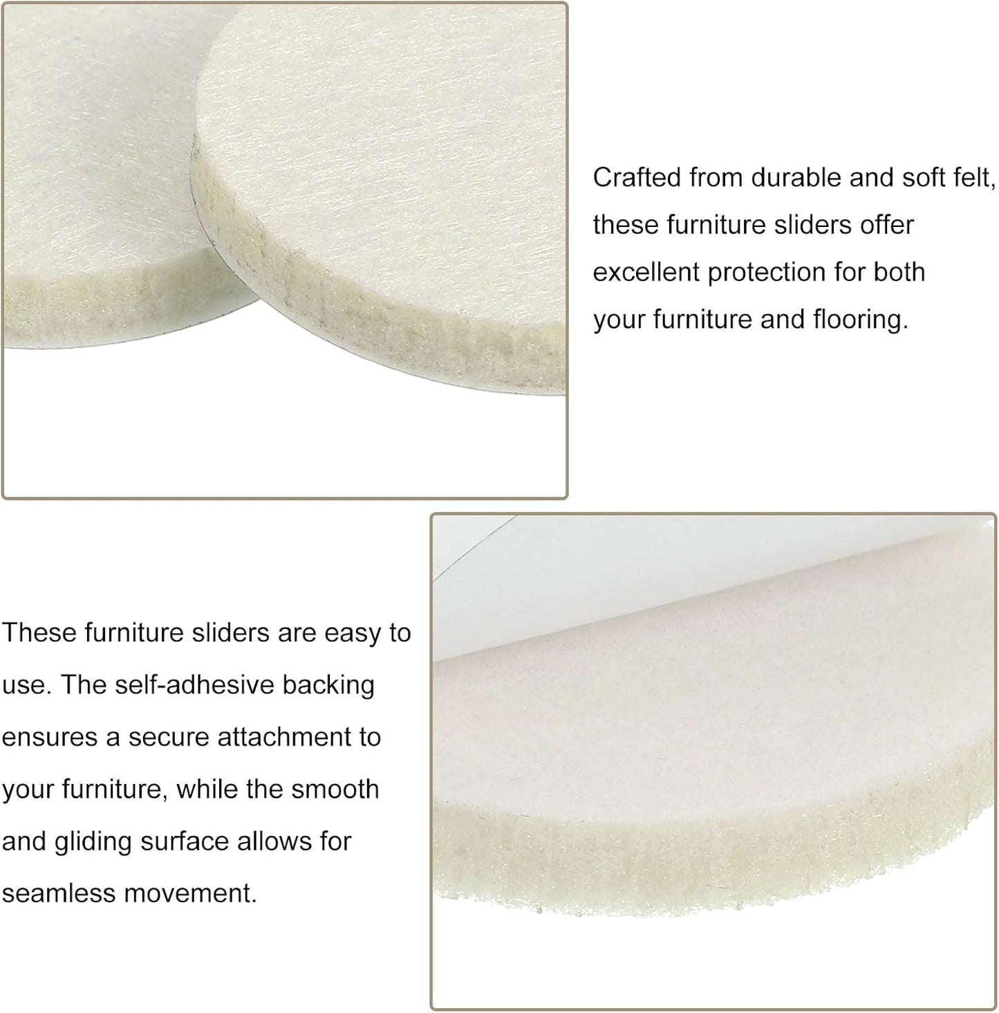 uxcell Furniture Pads, 50Pcs 1.25" - Round Self Adhesive Felt Furniture Pads, Floor Protectors for Furniture Feet Chairs Legs Hardwood Floors (Beige)