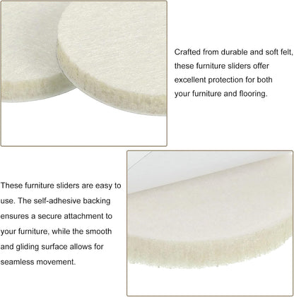 uxcell Furniture Pads, 50Pcs 1.25" - Round Self Adhesive Felt Furniture Pads, Floor Protectors for Furniture Feet Chairs Legs Hardwood Floors (Beige)