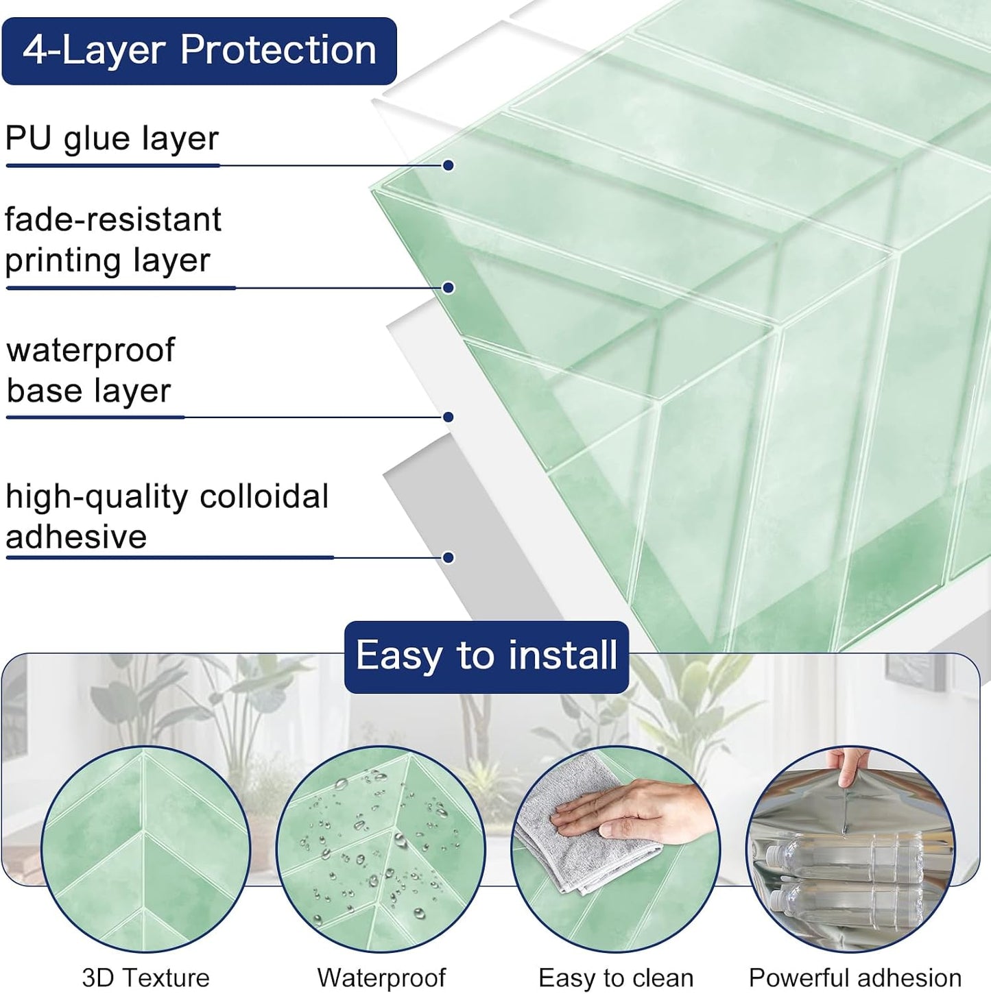 MORCART Peel and Stick Backsplash, 10 Sheets of 11.8"x11.8" - 3D Adhesive Waterproof Wall Tiles for Kitchen, Bathroom, Living Room, Subway Tiles, Gray-Apricot