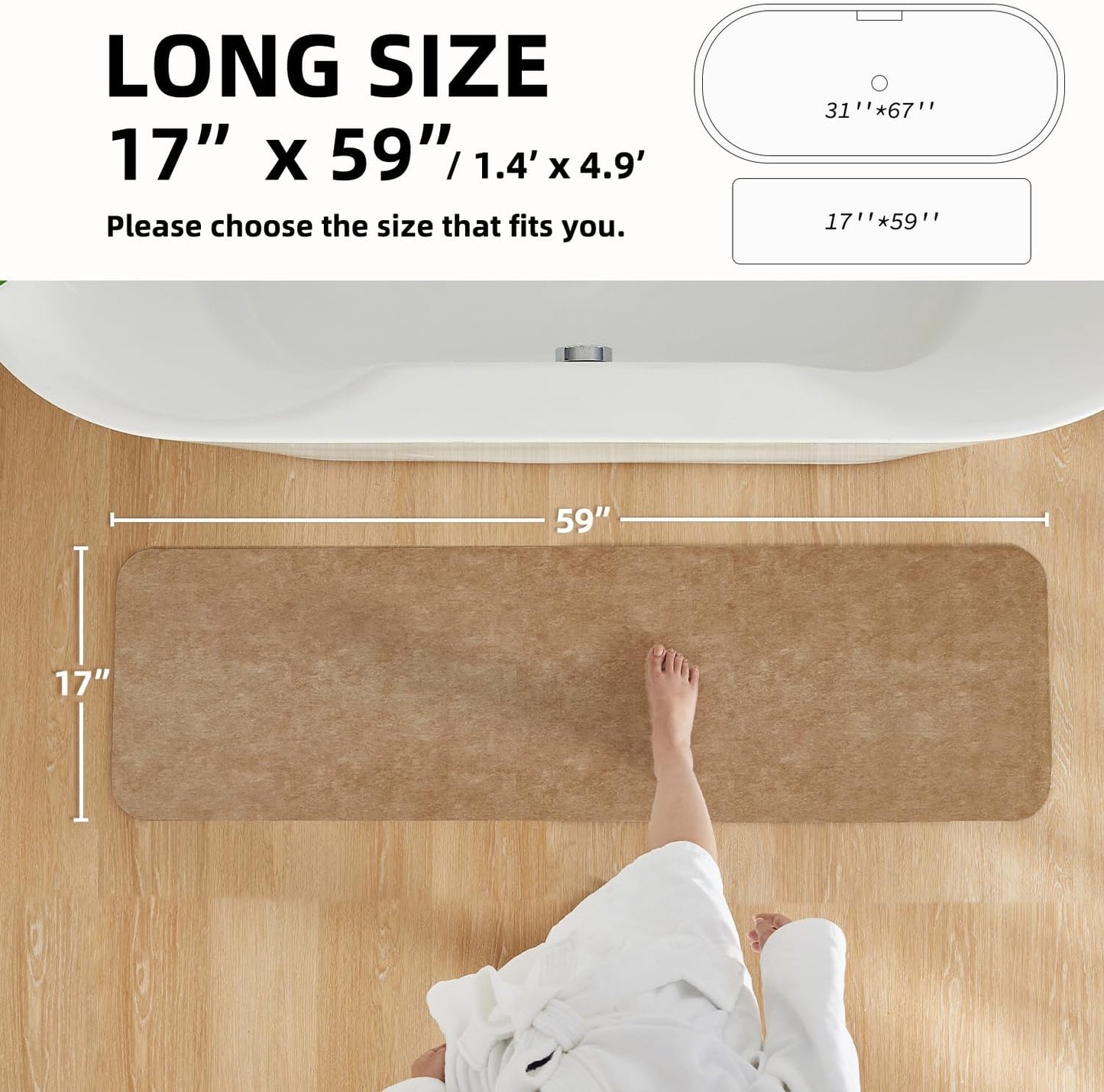 TYUU Bath Mat, Bathroom Rugs Non Slip Washable Thin Absorbent Quick Dry Bath Mat Fits Under Door Bathroom Floor Mat Perfect for Bath, Shower, or Sink 16"x24" Dark Grey