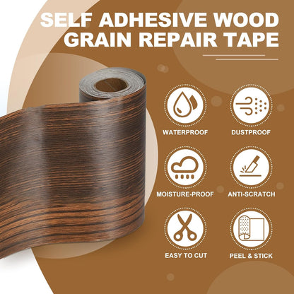 PATIKIL Self Adhesive Wood Grain Repair Tape 33'x 3", Multi-Use Realistic Wood Grain Repair Patch for Furniture Floor Door Table Chair Windows Handicraft DIY, Yellow Teak