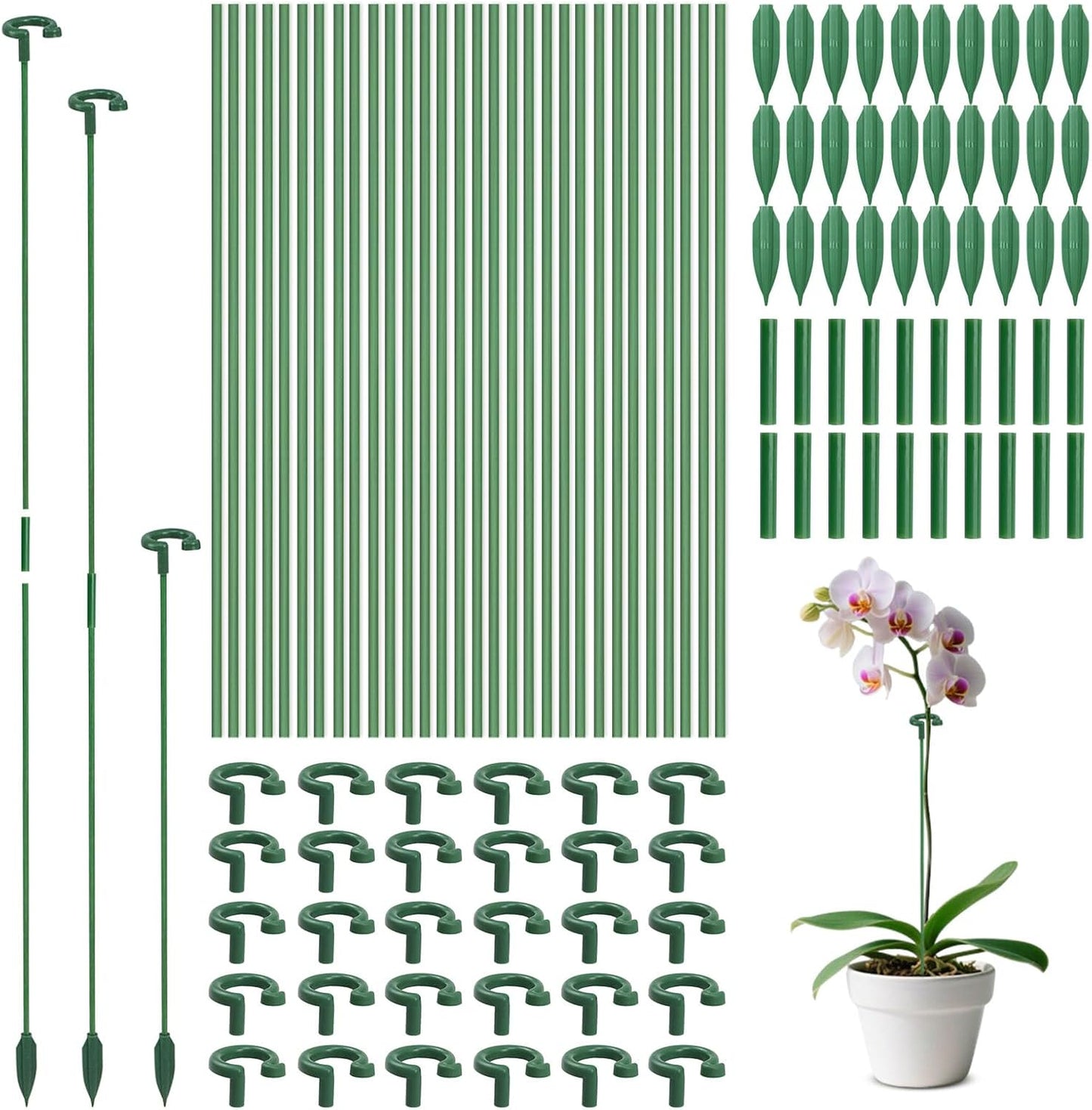 Pack of 30 Small Plant Stakes for Indoor Plants | 3 Size 6.7/10.7/14.6/ Inches Single Stem Plant Support Stakes for Phalaenopsis/Orchid Flower/Roses/Chrysanthemum/Succulent