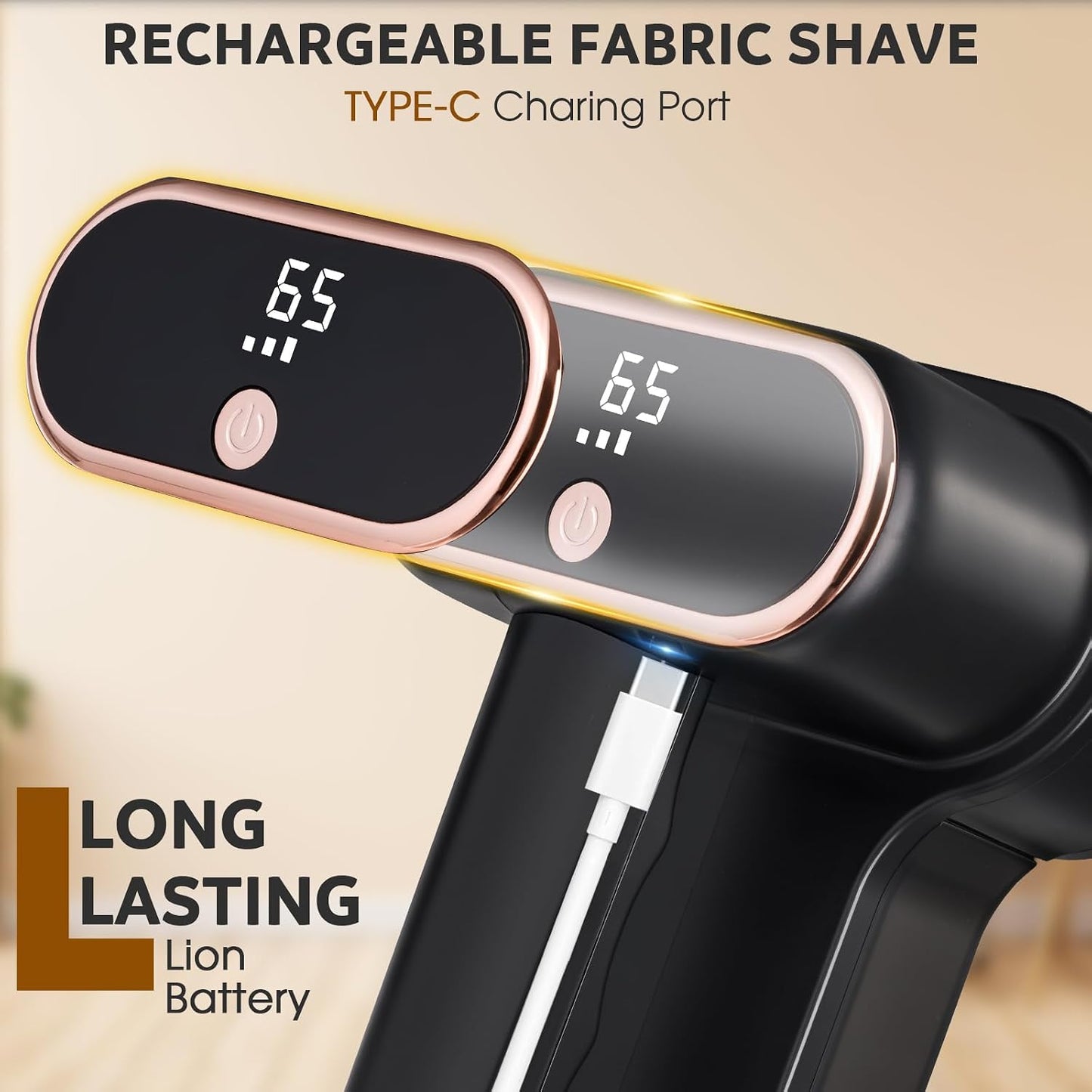 Rechargeable Fabric Shaver, Electric Lint Remover with Digital Display,Portable Sweater Defuzzer with 3 Speeds,6 Leaf Blades, Lint Shaver for Clothing,Furniture, Sofa,Sweater,Blanket…