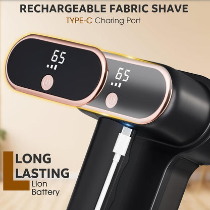 Rechargeable Fabric Shaver, Electric Lint Remover with Digital Display,Portable Sweater Defuzzer with 3 Speeds,6 Leaf Blades, Lint Shaver for Clothing,Furniture, Sofa,Sweater,Blanket…