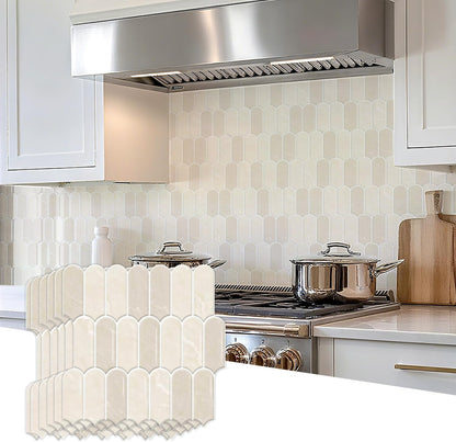 Peel and Stick Backsplash for Kitchen 12 x 12 in, Beige, 10PCS | Self Adhesive, Waterproof, Vinyl, Renter Friendly, 3D Wall Tiles for Bathroom, Shower, Laundry Room